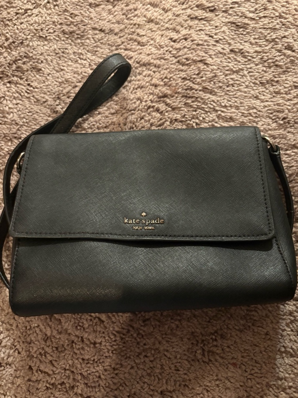 kate spade Black Saffiano Crossbody Flap Bag